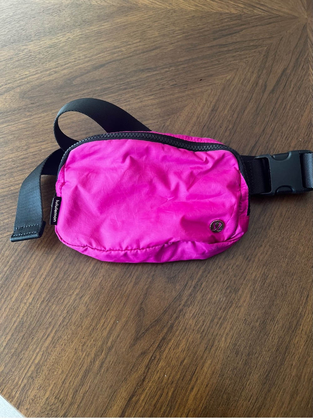 lululemon athletica Bright Pink Crossbody Belt Bag with Black Strap